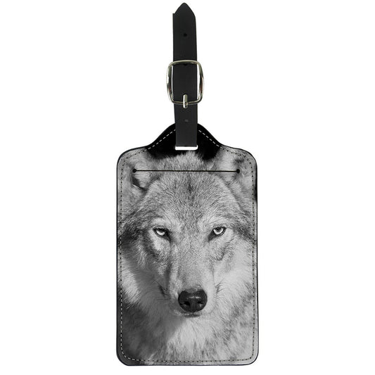 Monochrome Wolf Print Luggage Tag