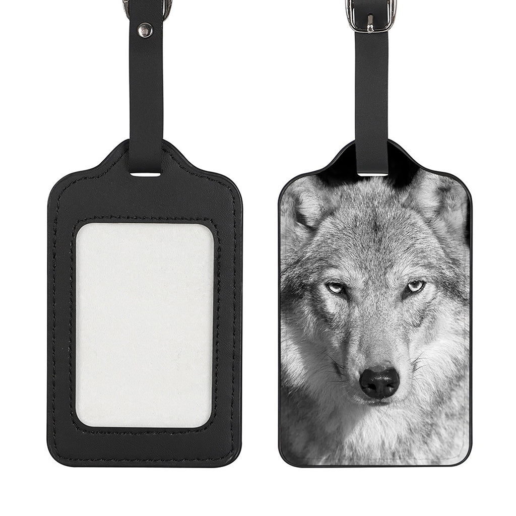 Monochrome Wolf Print Luggage Tag