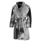 Monochrome Wolf Print Men's Bathrobe