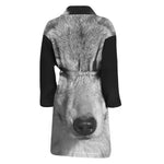 Monochrome Wolf Print Men's Bathrobe