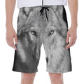 Monochrome Wolf Print Men's Beach Shorts