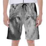 Monochrome Wolf Print Men's Beach Shorts