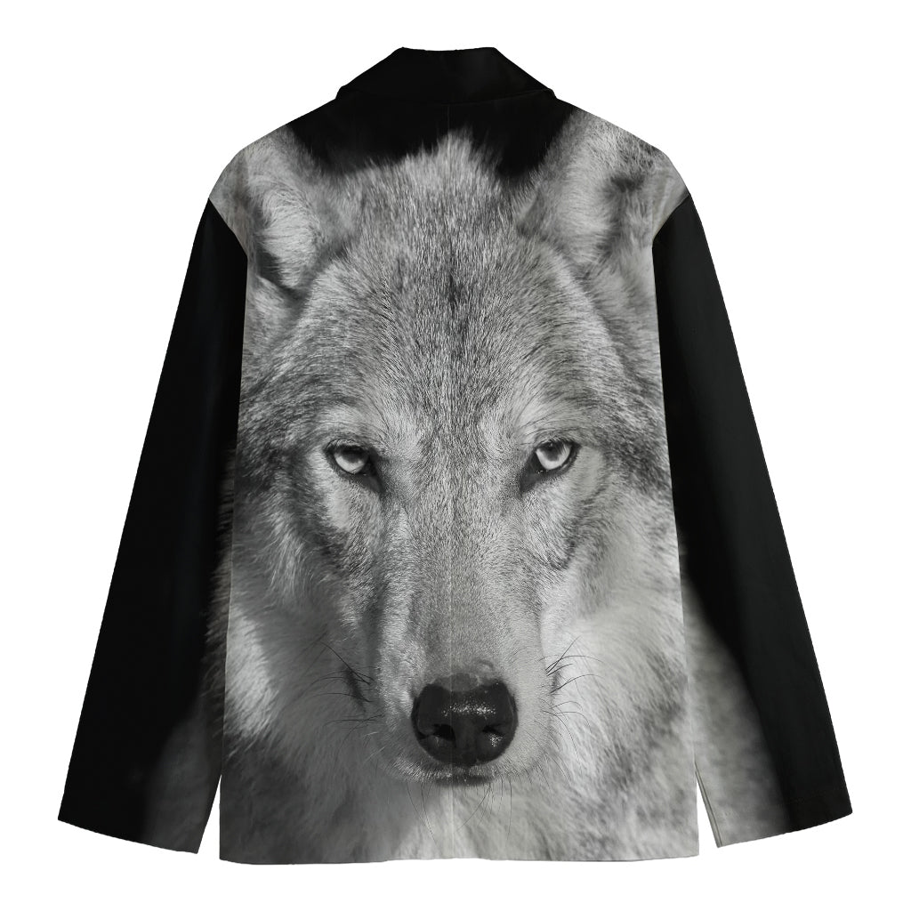 Monochrome Wolf Print Men's Blazer