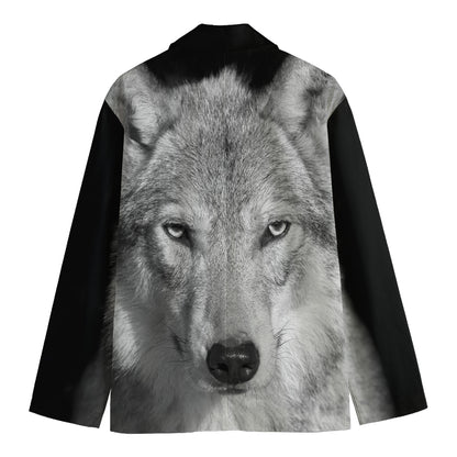 Monochrome Wolf Print Men's Blazer