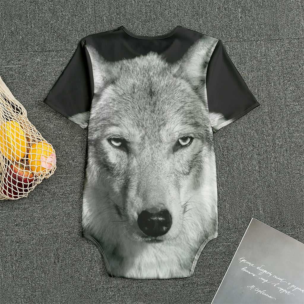Monochrome Wolf Print Men's Bodysuit
