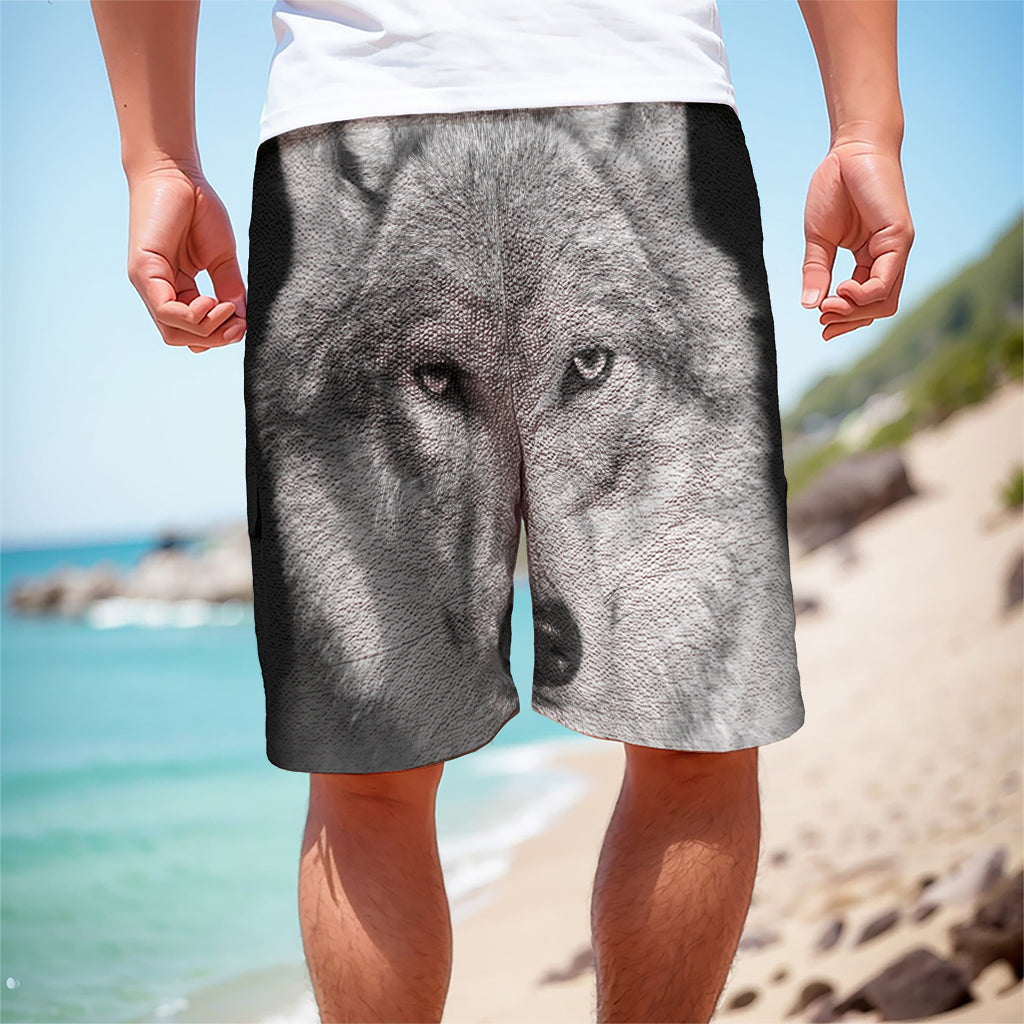 Monochrome Wolf Print Men's Cargo Shorts