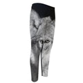 Monochrome Wolf Print Men's Compression Pants