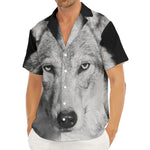 Monochrome Wolf Print Men's Deep V-Neck Shirt