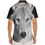 Monochrome Wolf Print Men's Deep V-Neck Shirt
