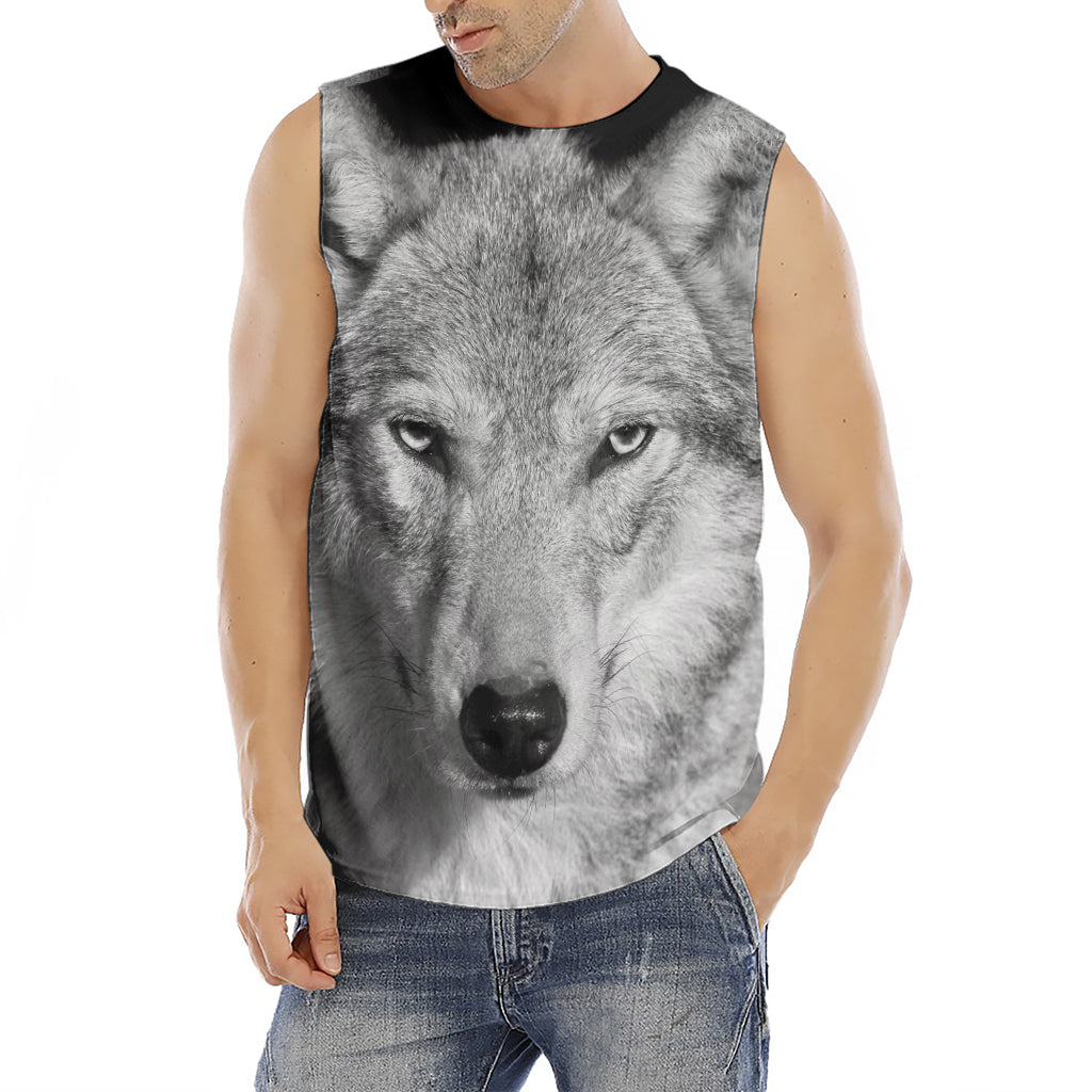 Monochrome Wolf Print Men's Fitness Tank Top