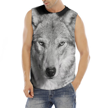 Monochrome Wolf Print Men's Fitness Tank Top