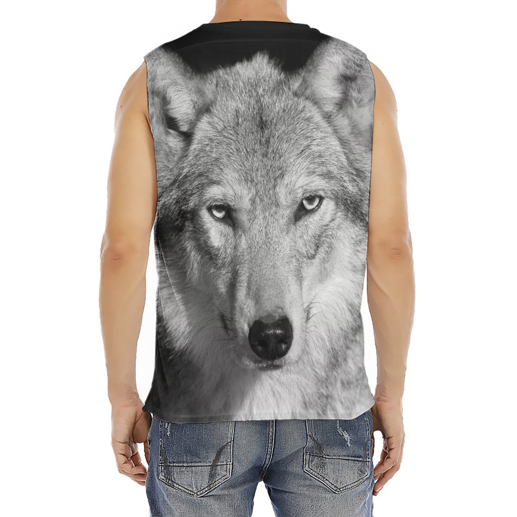 Monochrome Wolf Print Men's Fitness Tank Top