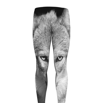 Monochrome Wolf Print Men's leggings