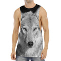 Monochrome Wolf Print Men's Muscle Tank Top