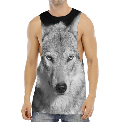Monochrome Wolf Print Men's Muscle Tank Top