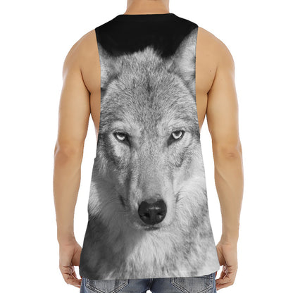 Monochrome Wolf Print Men's Muscle Tank Top
