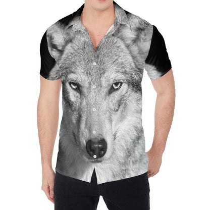 Monochrome Wolf Print Men's Shirt