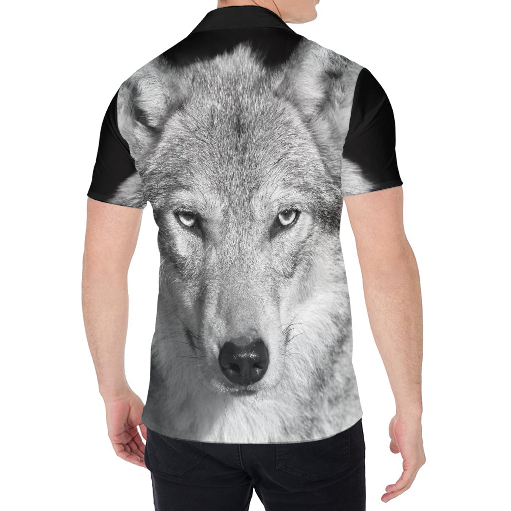Monochrome Wolf Print Men's Shirt