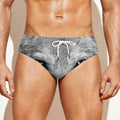 Monochrome Wolf Print Men's Swim Briefs
