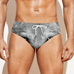Monochrome Wolf Print Men's Swim Briefs