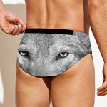 Monochrome Wolf Print Men's Swim Briefs