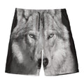 Monochrome Wolf Print Men's Swim Trunks