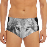 Monochrome Wolf Print Men's Triangle Swim Briefs