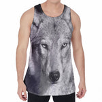 Monochrome Wolf Print Men's Velvet Tank Top