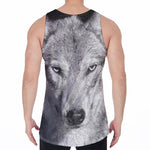 Monochrome Wolf Print Men's Velvet Tank Top