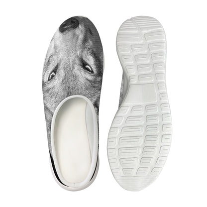 Monochrome Wolf Print Mesh Casual Shoes
