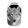 Monochrome Wolf Print Mesh Laundry Hamper