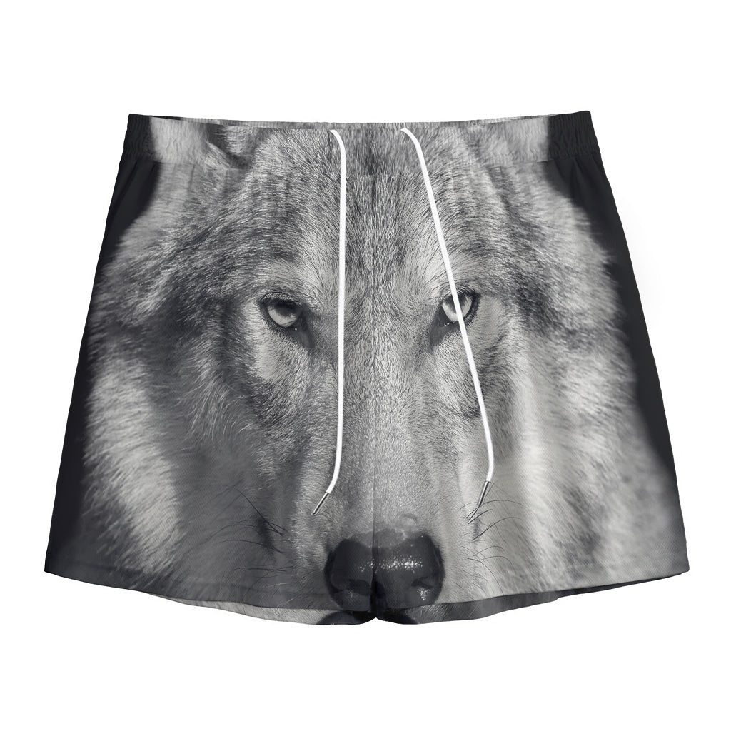 Monochrome Wolf Print Mesh Shorts