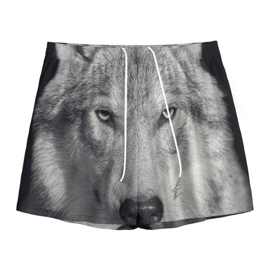 Monochrome Wolf Print Mesh Shorts