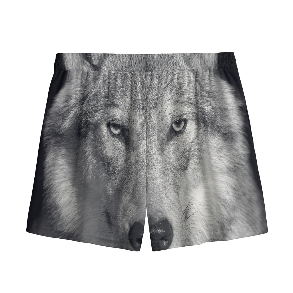 Monochrome Wolf Print Mesh Shorts