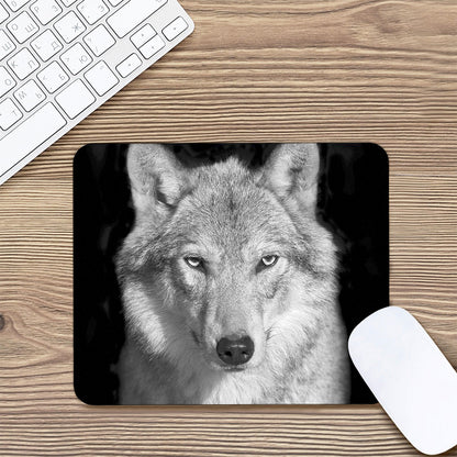 Monochrome Wolf Print Mouse Pad