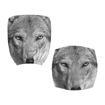 Monochrome Wolf Print Office Chair Cover