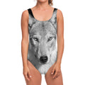Monochrome Wolf Print One Piece Swimsuit