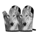 Monochrome Wolf Print Oven Mitts