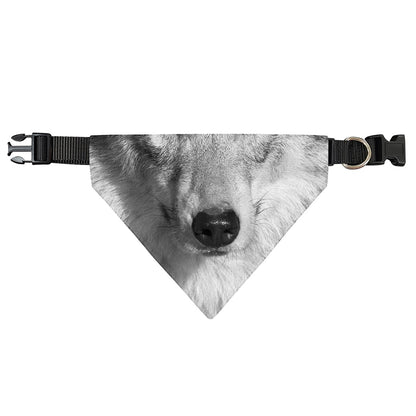 Monochrome Wolf Print Over The Collar Dog Bandana