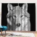 Monochrome Wolf Print Pencil Pleat Curtains