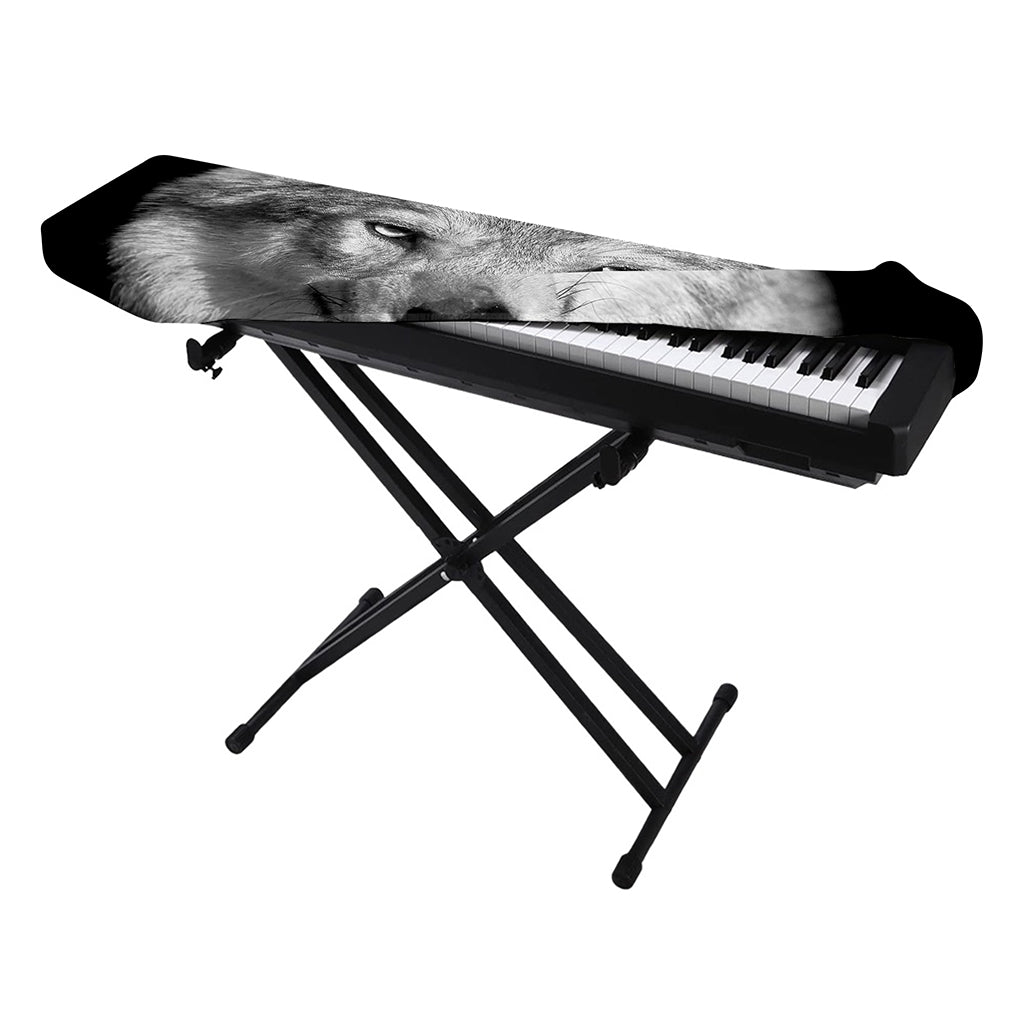 Monochrome Wolf Print Piano Keyboard Cover