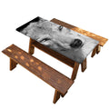 Monochrome Wolf Print Picnic Table Cover
