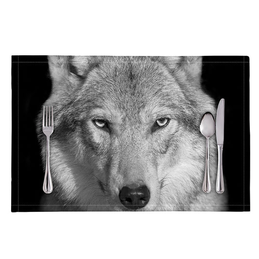 Monochrome Wolf Print Placemat