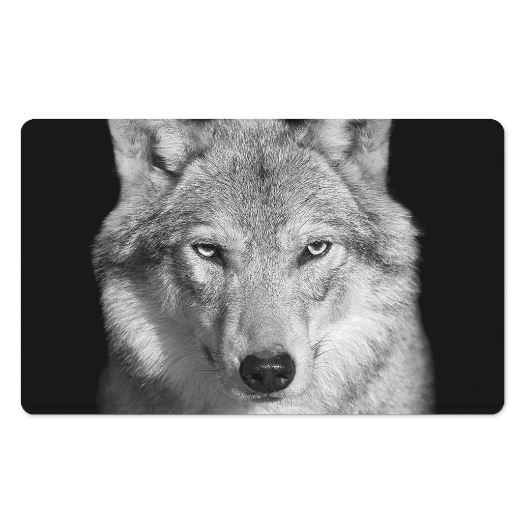 Monochrome Wolf Print Polyester Doormat