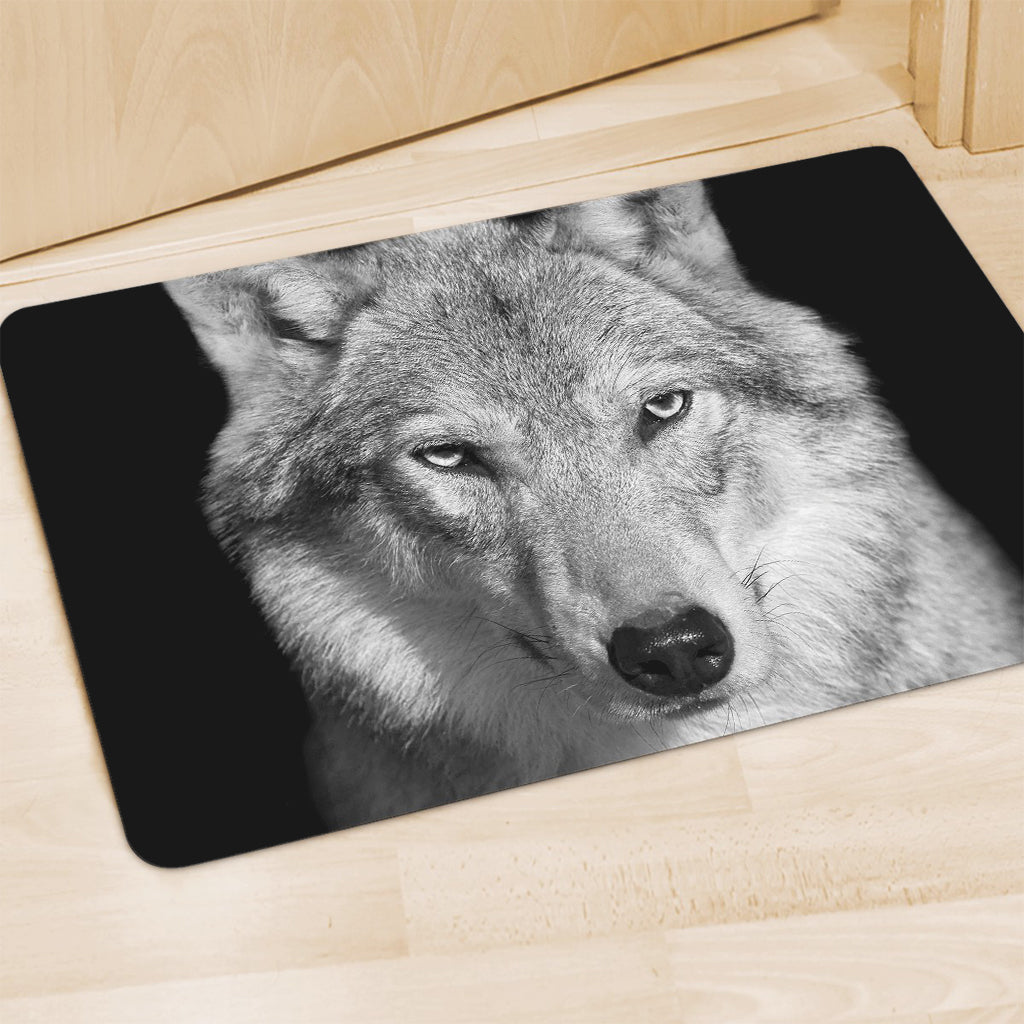 Monochrome Wolf Print Polyester Doormat