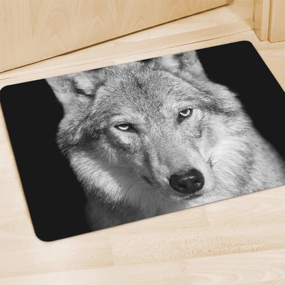 Monochrome Wolf Print Polyester Doormat