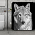 Monochrome Wolf Print Polyester Shower Curtain