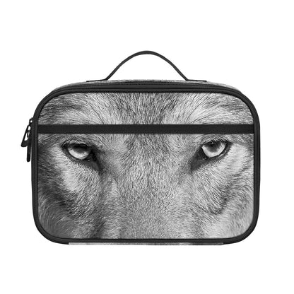 Monochrome Wolf Print Portable Lunch Bag