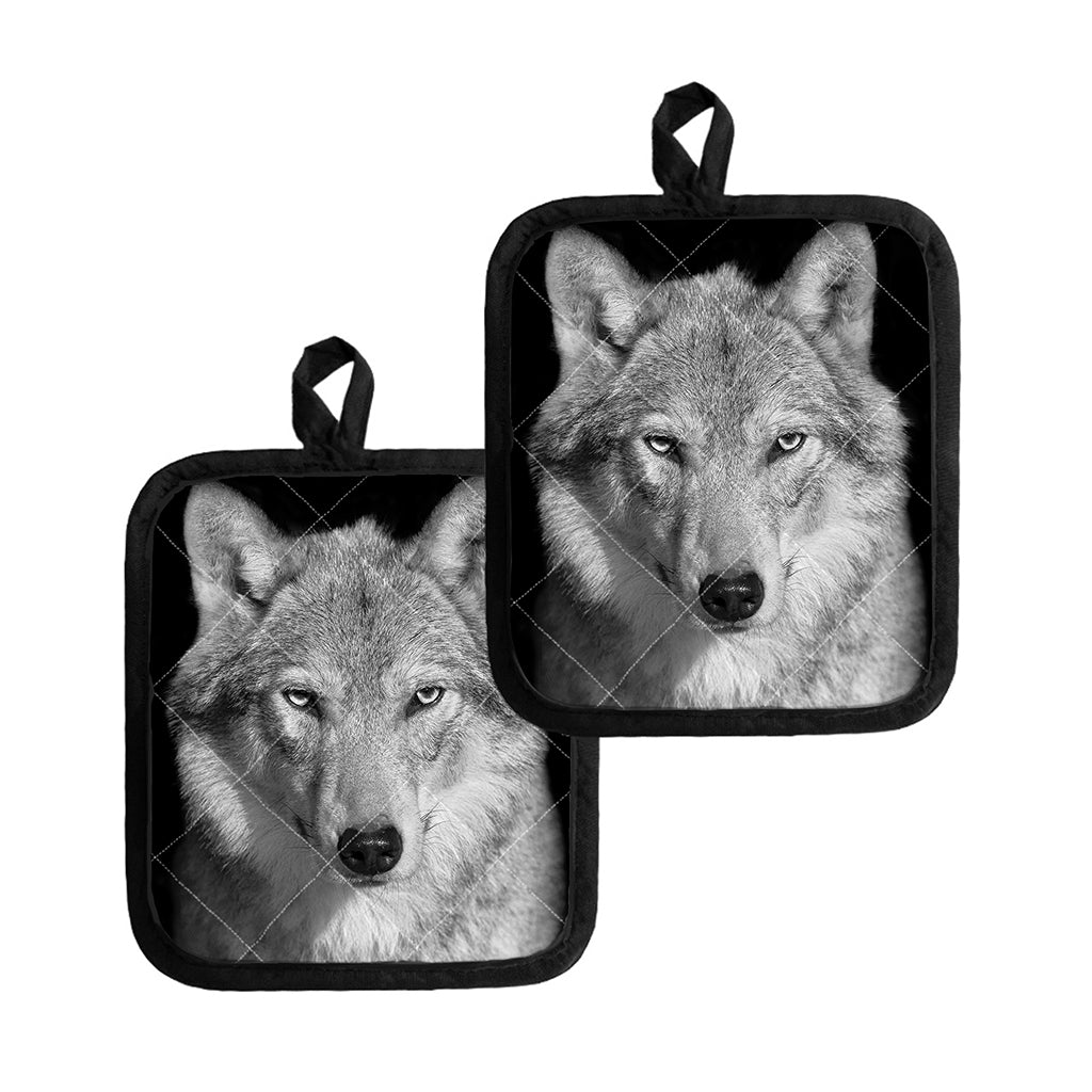Monochrome Wolf Print Pot Holders