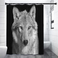 Monochrome Wolf Print Premium Shower Curtain